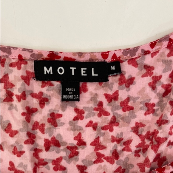 Women's Raquel Crop Top in Ditsy Butterfly Pink Red Puff Sleeve Size M - Picture 4 of 12